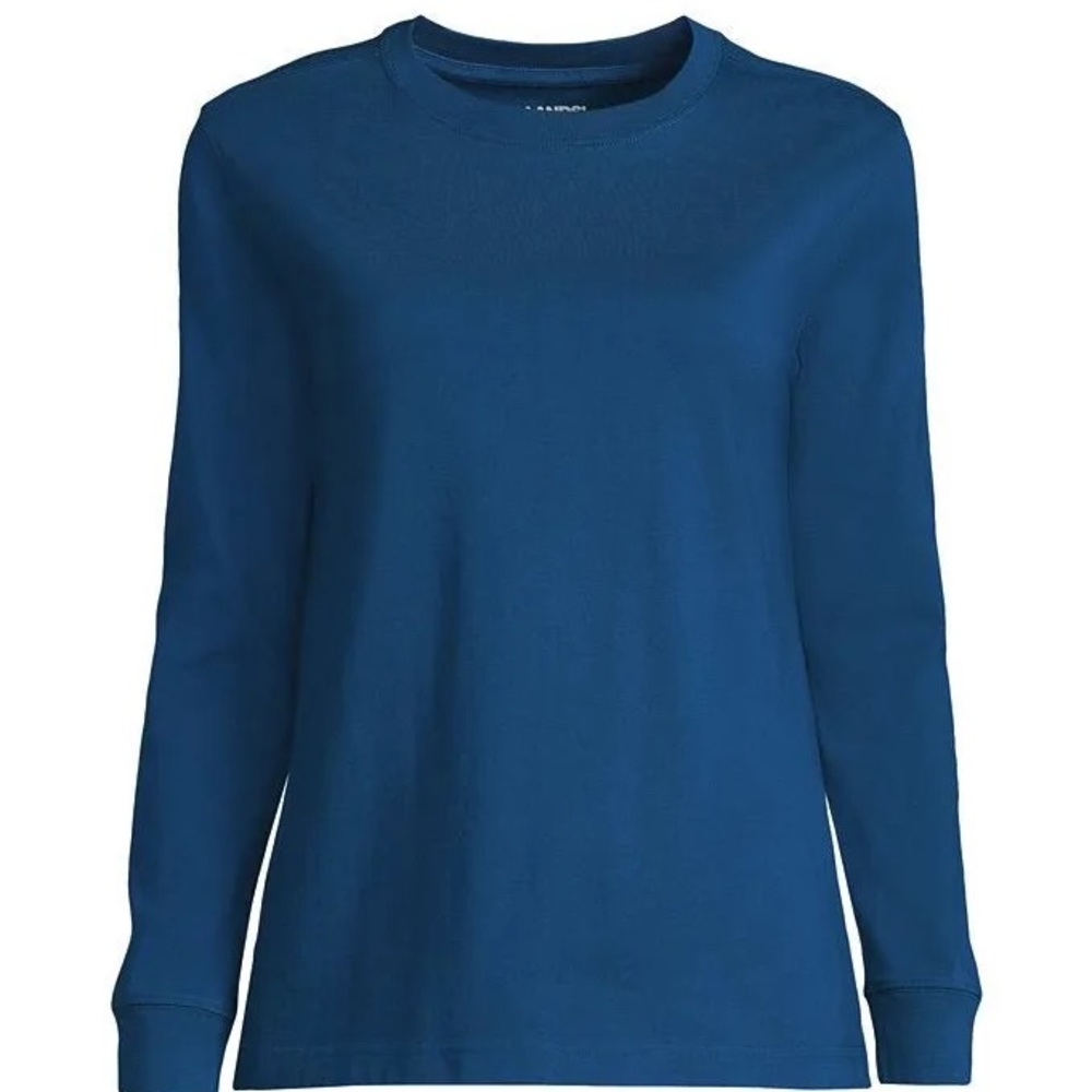 Lands End blue XS long sleeved scoop necked cotton top